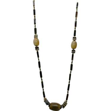 VINTAGE 24 inch Brown and Tan Light Necklace  Perf