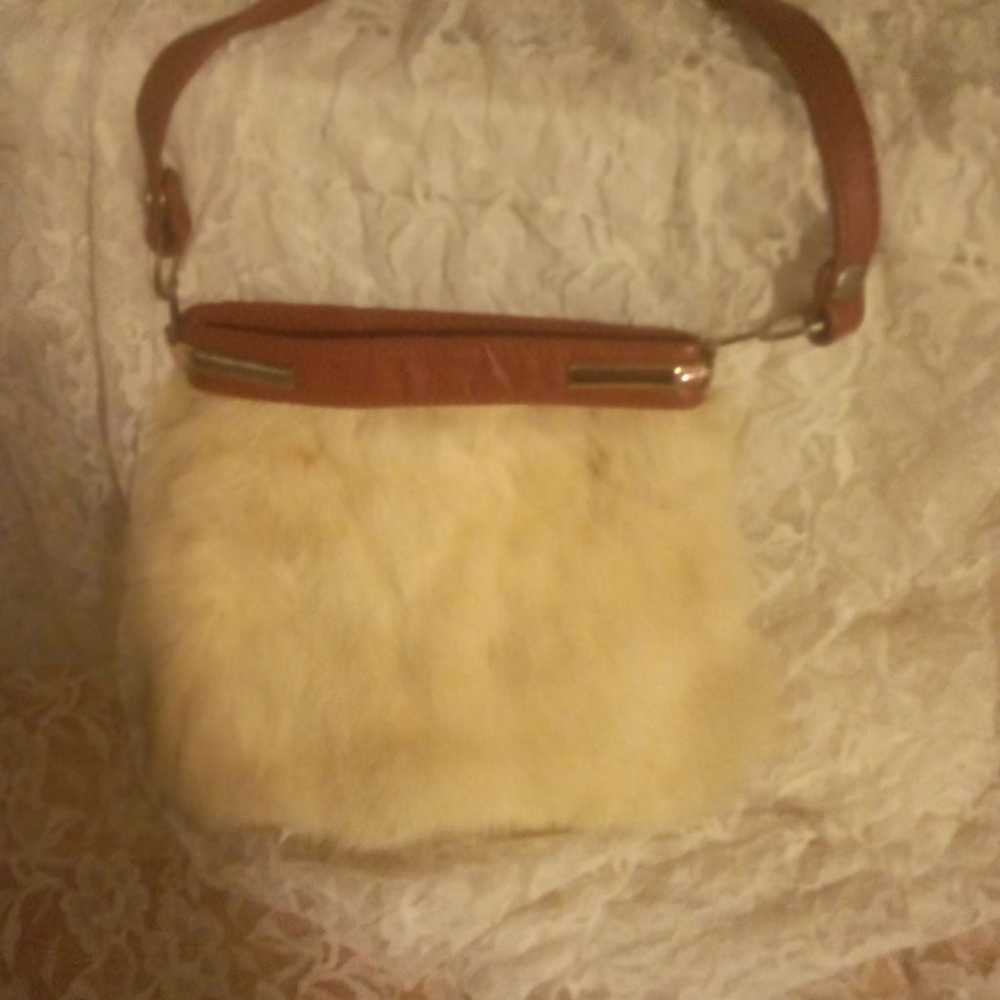 Vintage Leather And Real Fur Purse - image 1