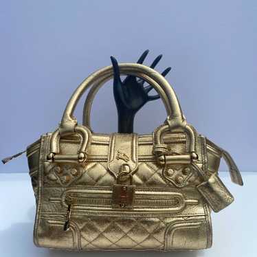 Burberry Mini Manor Quilted Gold Leather