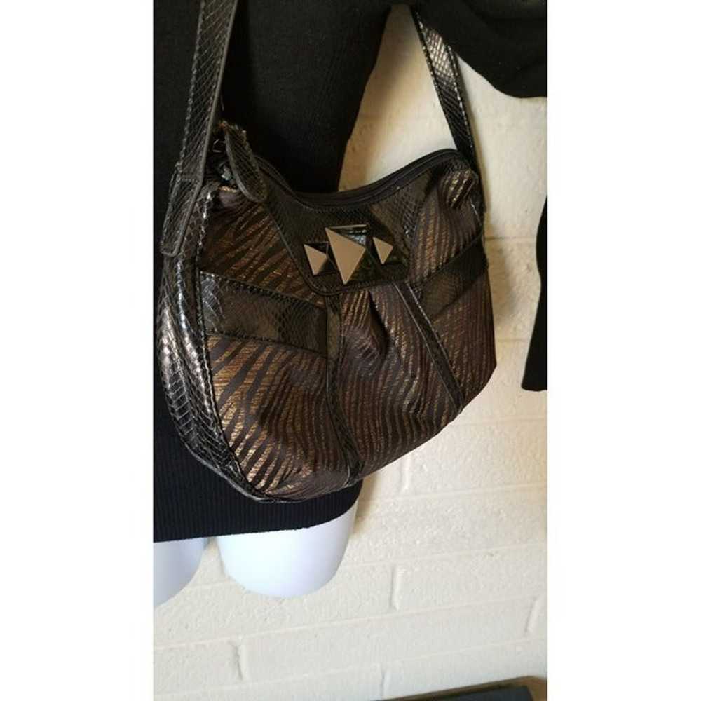 Gold and Black Animal Print Handbag - image 6