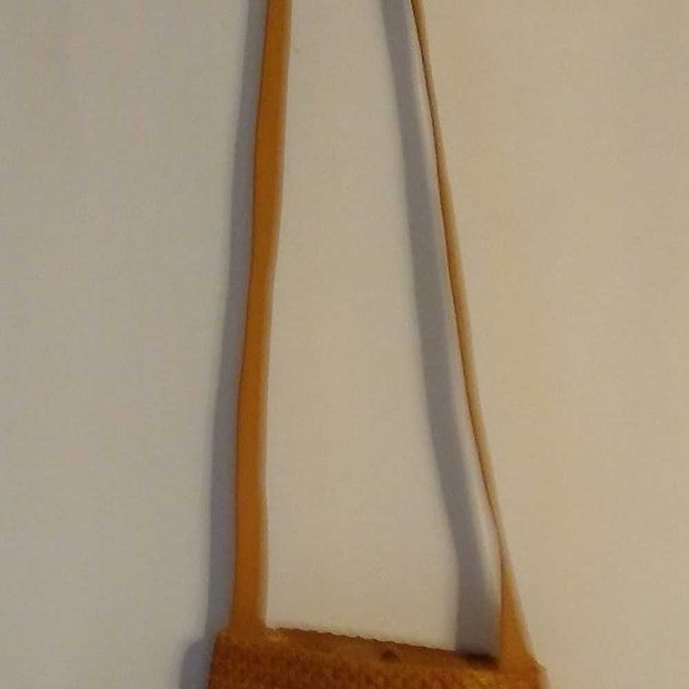 Vtg Fossil Purse approximately 7x7" tan woven/lea… - image 6