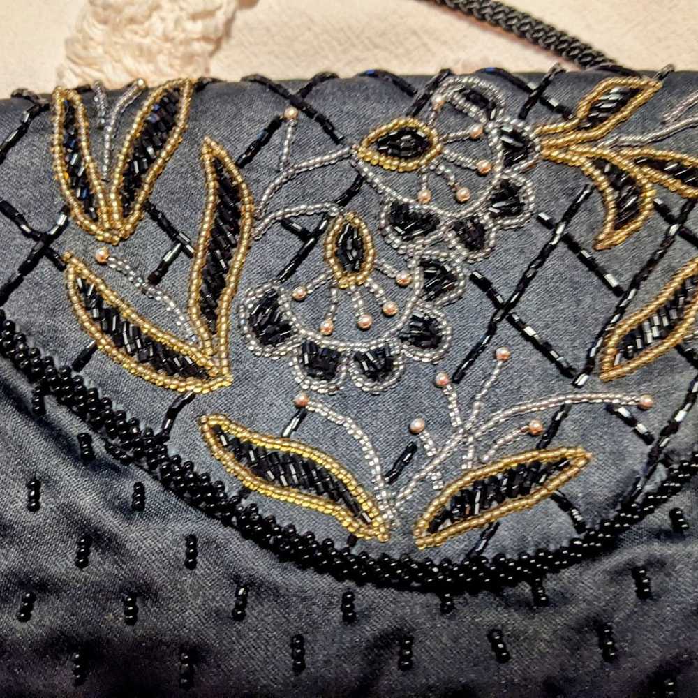 Vintage Le Regale Black Beaded Bag - image 2