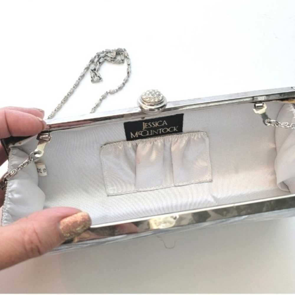 Vintage Y2K Jessica McClintock silver handbag - image 3
