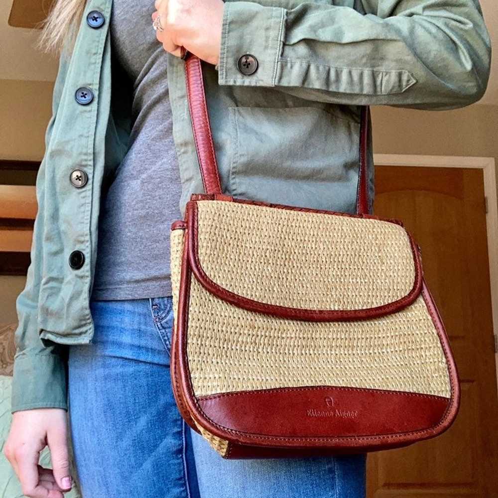 vintage straw and leather bag - image 4