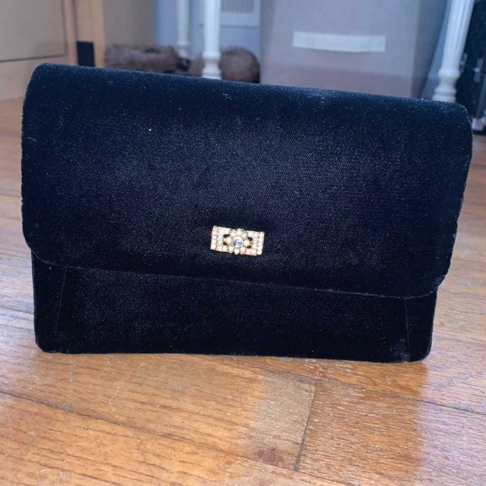 Vintage black velvet purse - image 1