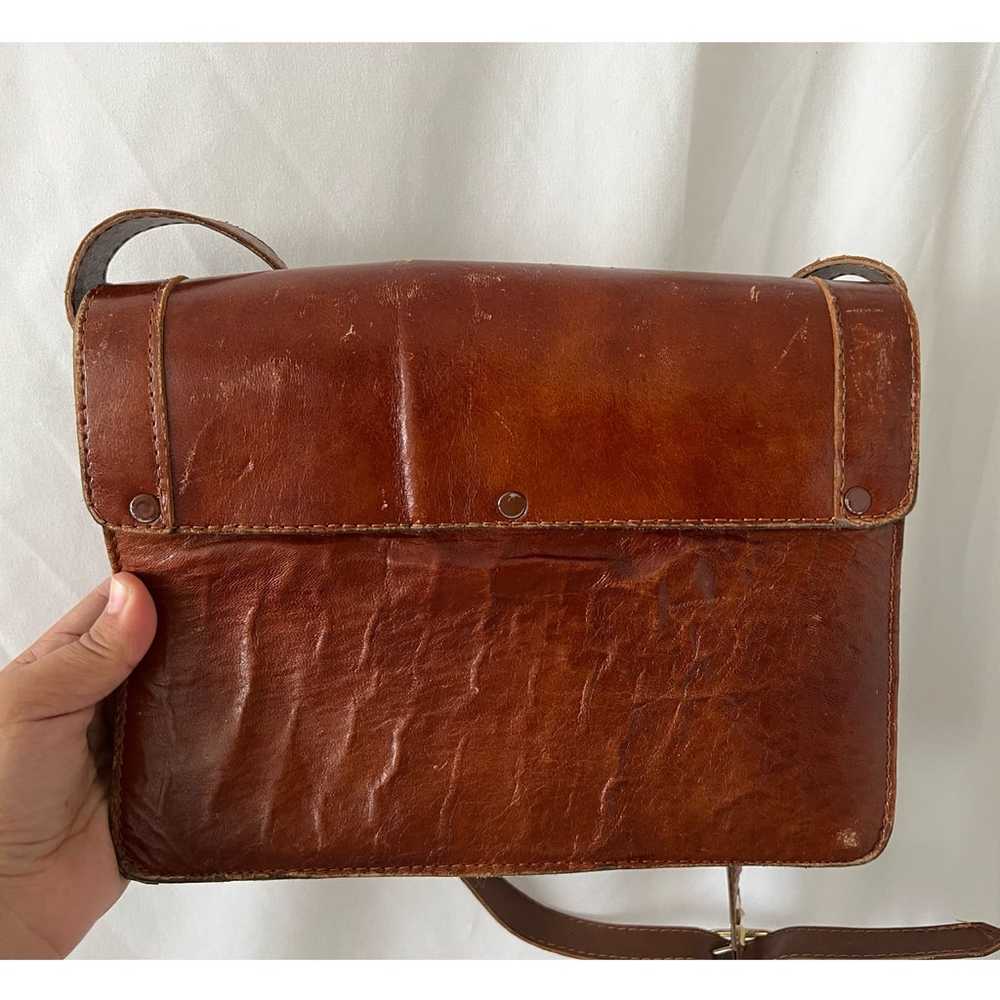 Vintage Brown Thick Weathered Leather Messenger B… - image 6