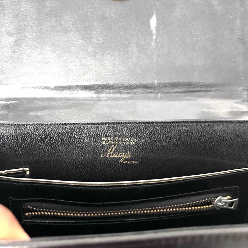 Vtg 60s Macy’s Black Leather Hand Bag Tote Purse. - image 10