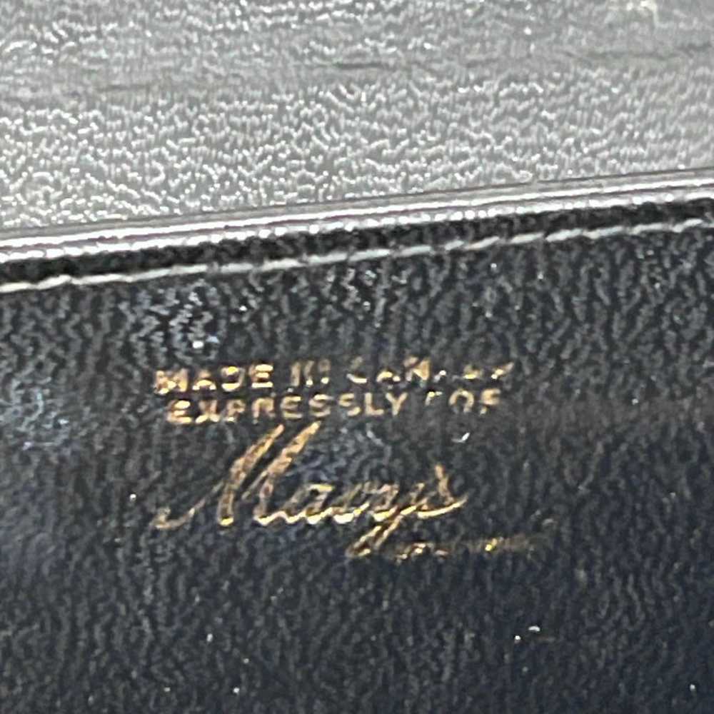 Vtg 60s Macy’s Black Leather Hand Bag Tote Purse. - image 11