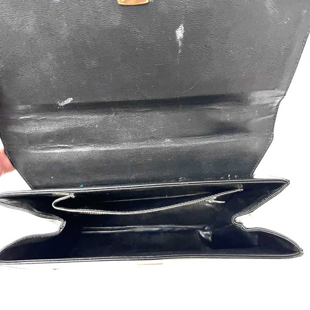 Vtg 60s Macy’s Black Leather Hand Bag Tote Purse. - image 12
