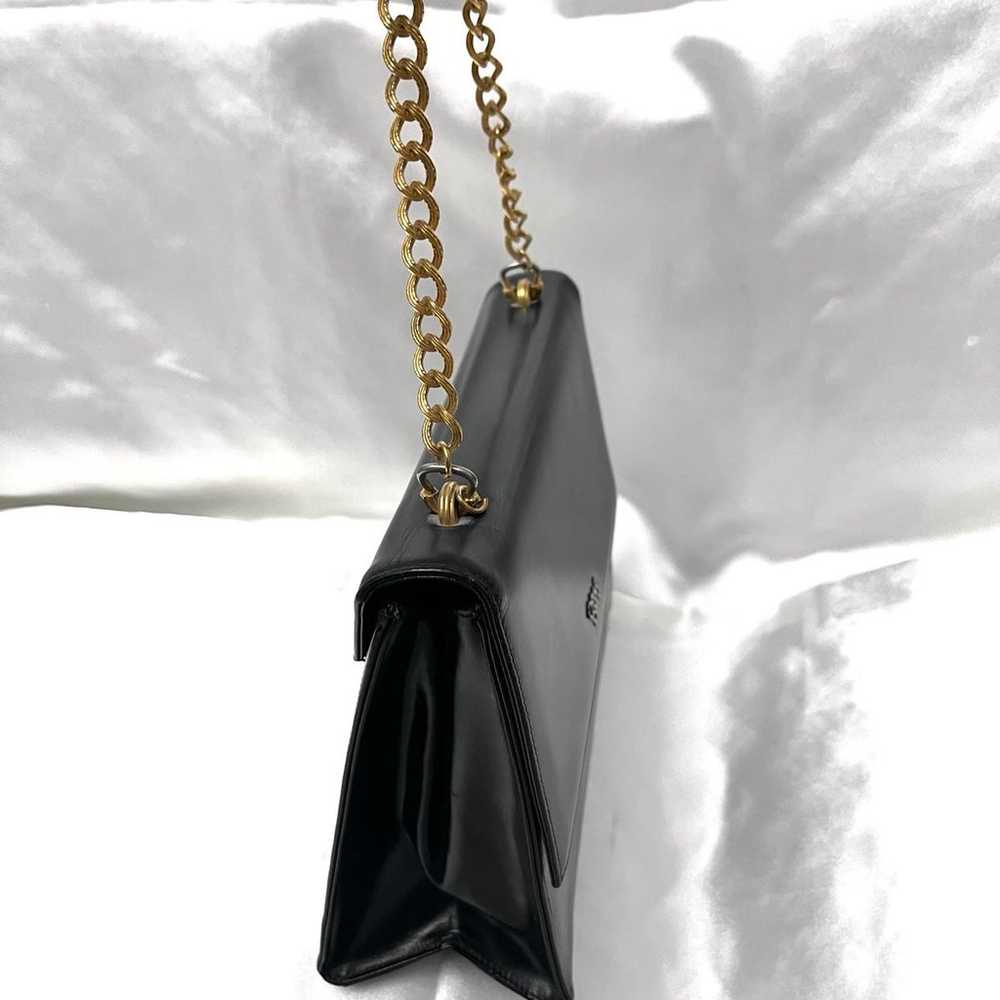 Vtg 60s Macy’s Black Leather Hand Bag Tote Purse. - image 3