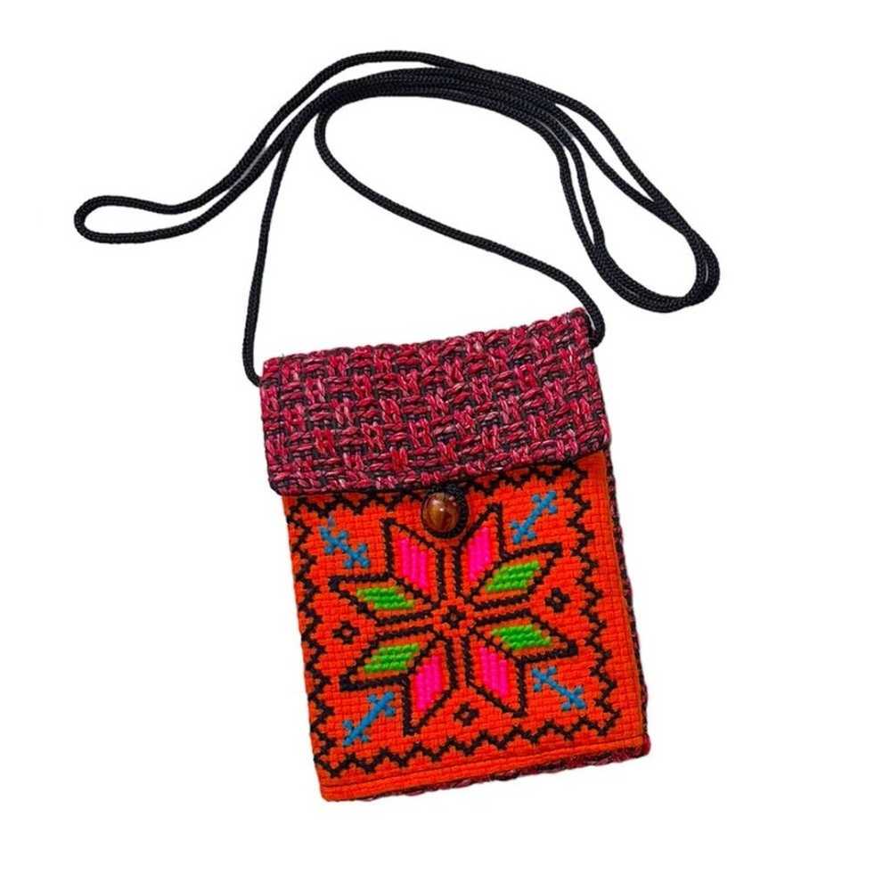 Handmade Crosstitch, small Crossbody purse with w… - image 1