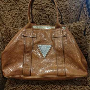 Guess Bright Candy Cognac Faux Leather Tote - image 1