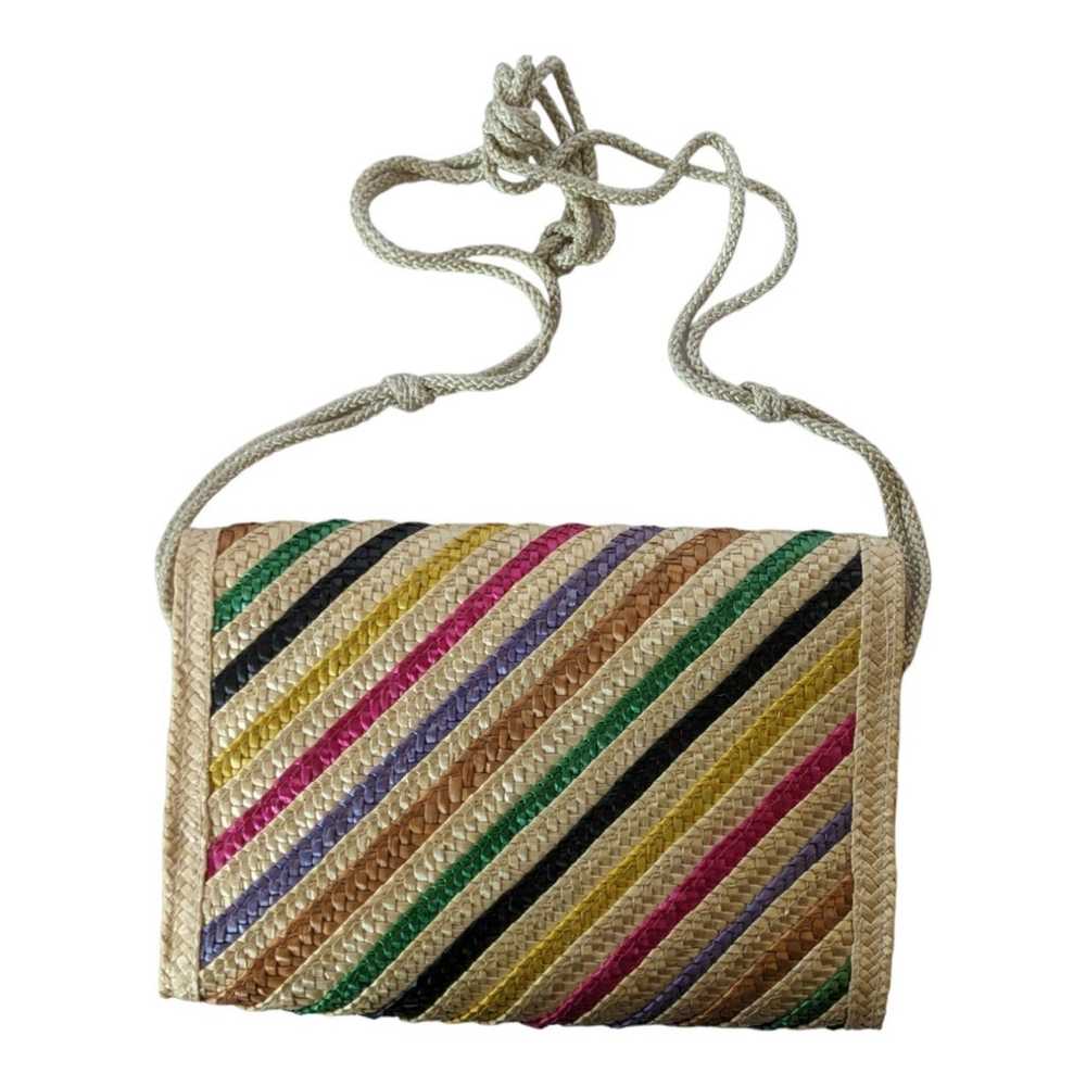 Vintage 1960s Rainbow Striped Woven Straw Bag By … - image 4
