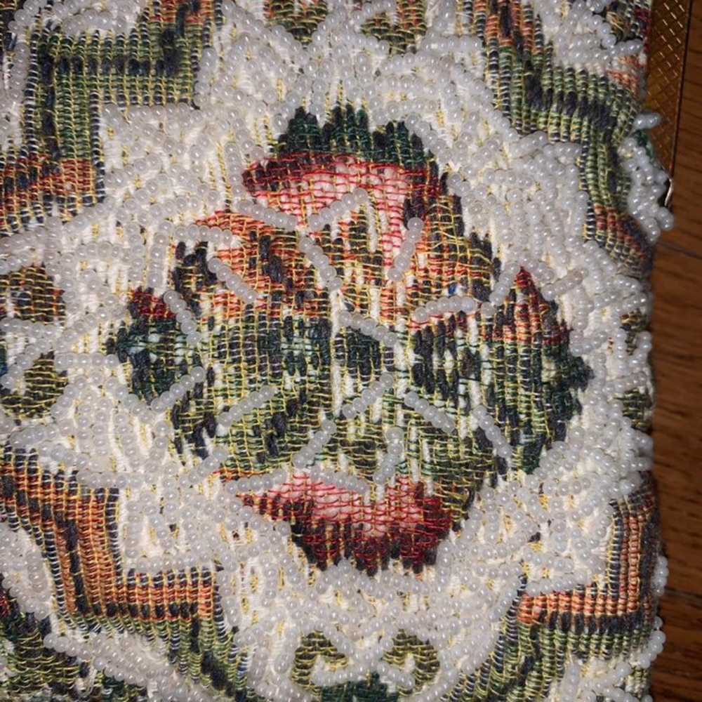 Vintage Safram Beaded Tapestry Bag Purse Clutch - image 3