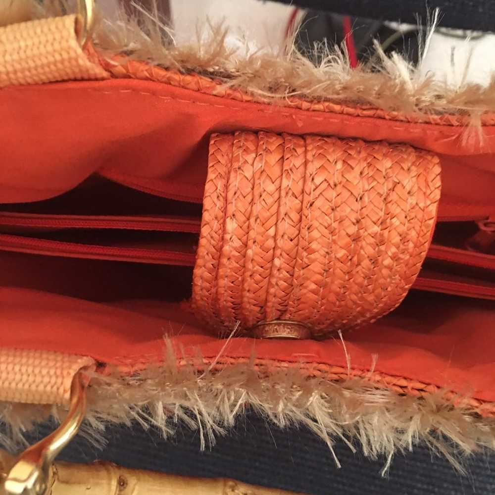 Woven straw bag bamboo handle - image 4