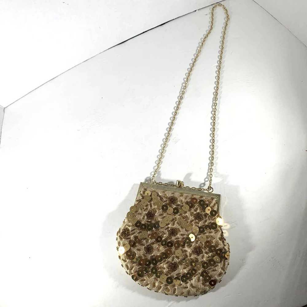 50s or 60s Vintage Gold Sequin Evening Bag by Mis… - image 3