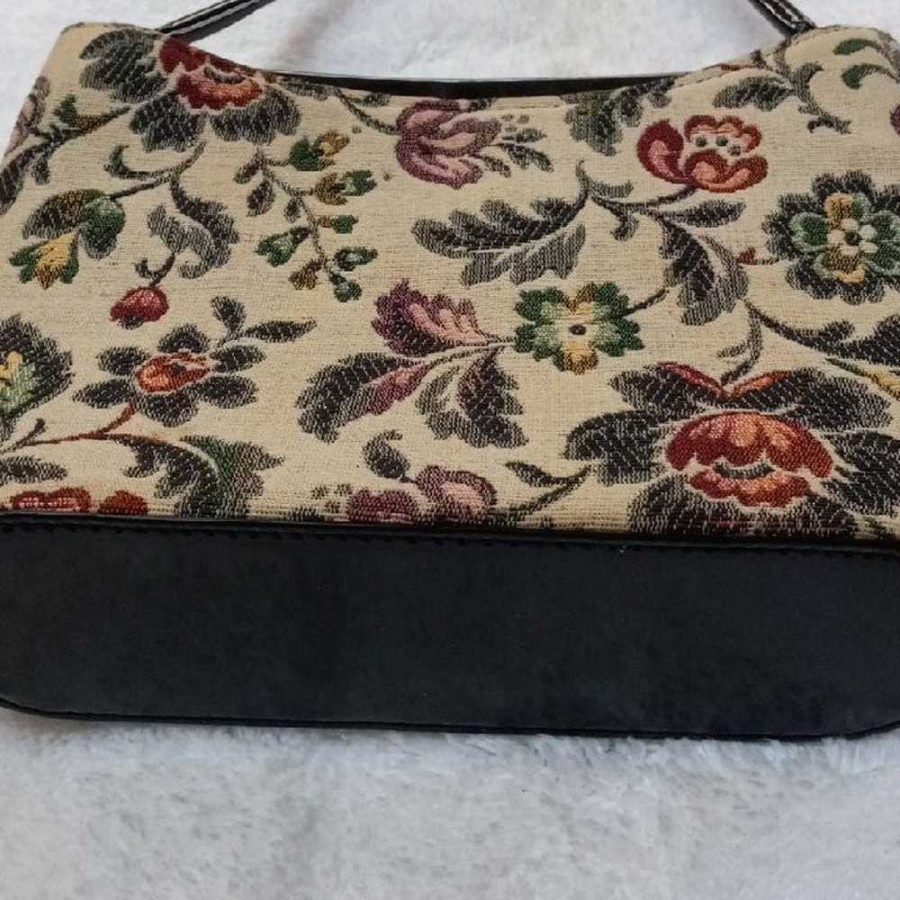 Vintage 1960's purse Tapestry Patent leather mids… - image 6