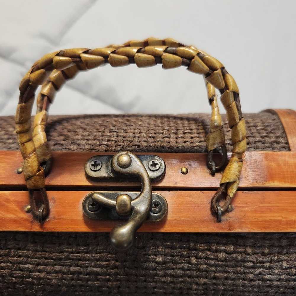 Vintage Wooden Handbag Basket Weave Handles - image 3