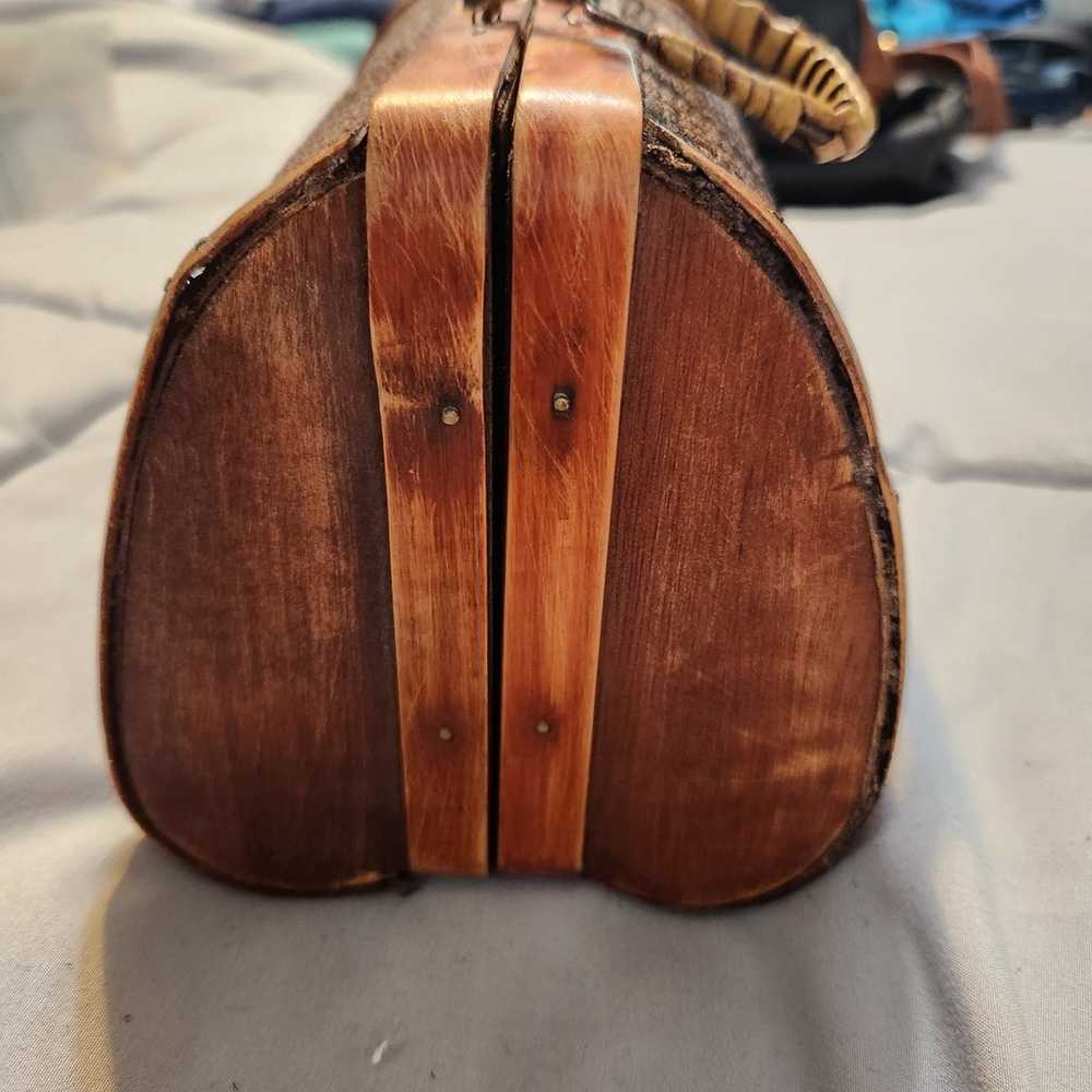 Vintage Wooden Handbag Basket Weave Handles - image 6