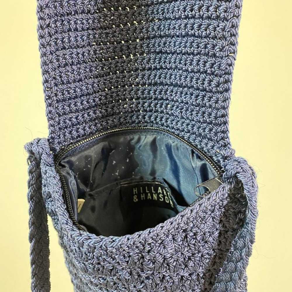 Vintage navy blue crocheted crossbody purse - image 4