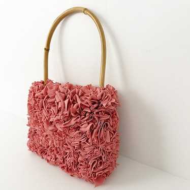 vintage pink tied fabric Rag Bag purse handbag ba… - image 1