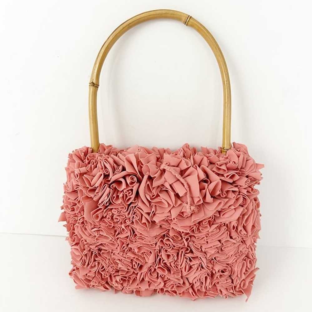 vintage pink tied fabric Rag Bag purse handbag ba… - image 3