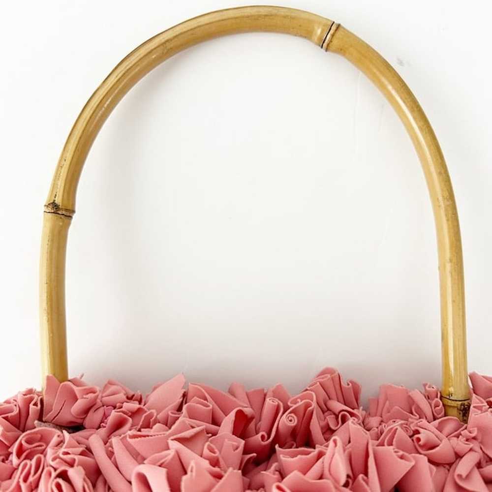 vintage pink tied fabric Rag Bag purse handbag ba… - image 4