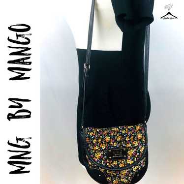 MNG By Mango Black Floral Shoulder Bag