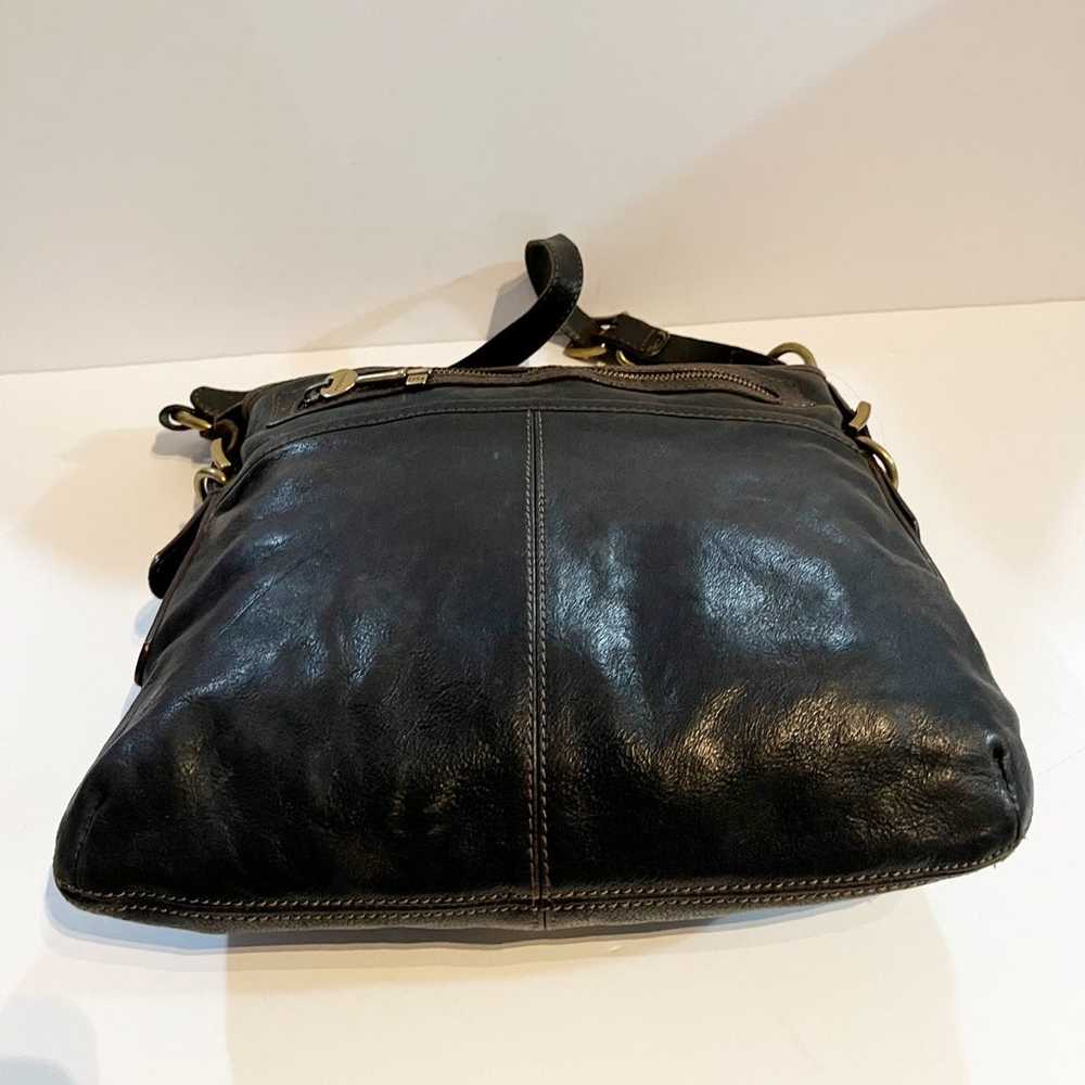 Vintage Fossil Large Black Pebbled Leather Hobo P… - image 3