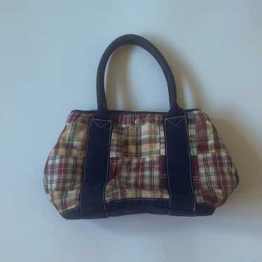 J. Crew vintage Madras plaid patchwork tote