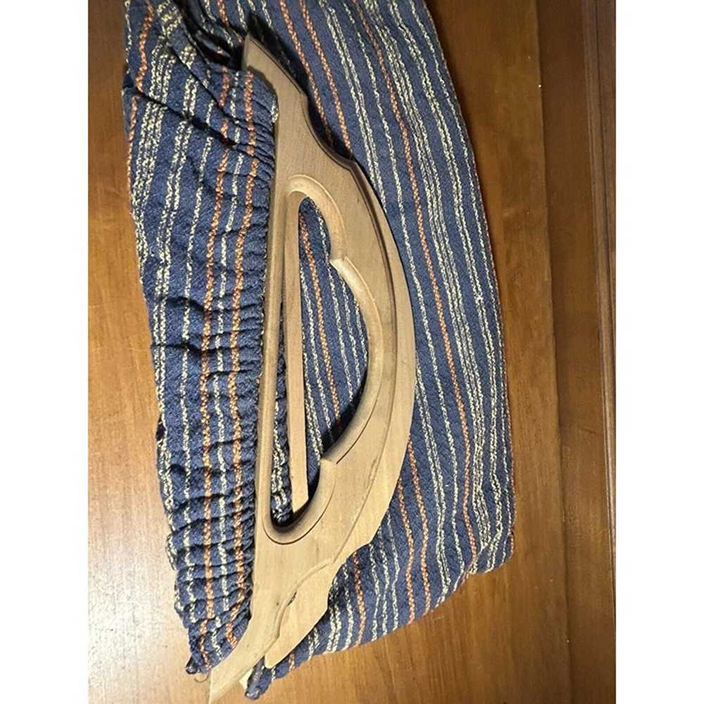 VTG 1950s Purse Knitting Sew Bag Wooden Handle - image 4