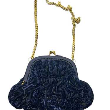 Vintage Blue Velvet Bag Foldover Clutch by retailer Garay Prom Purse Evening Bag