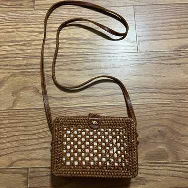 Vintage Woven Crossbody Bag - image 1