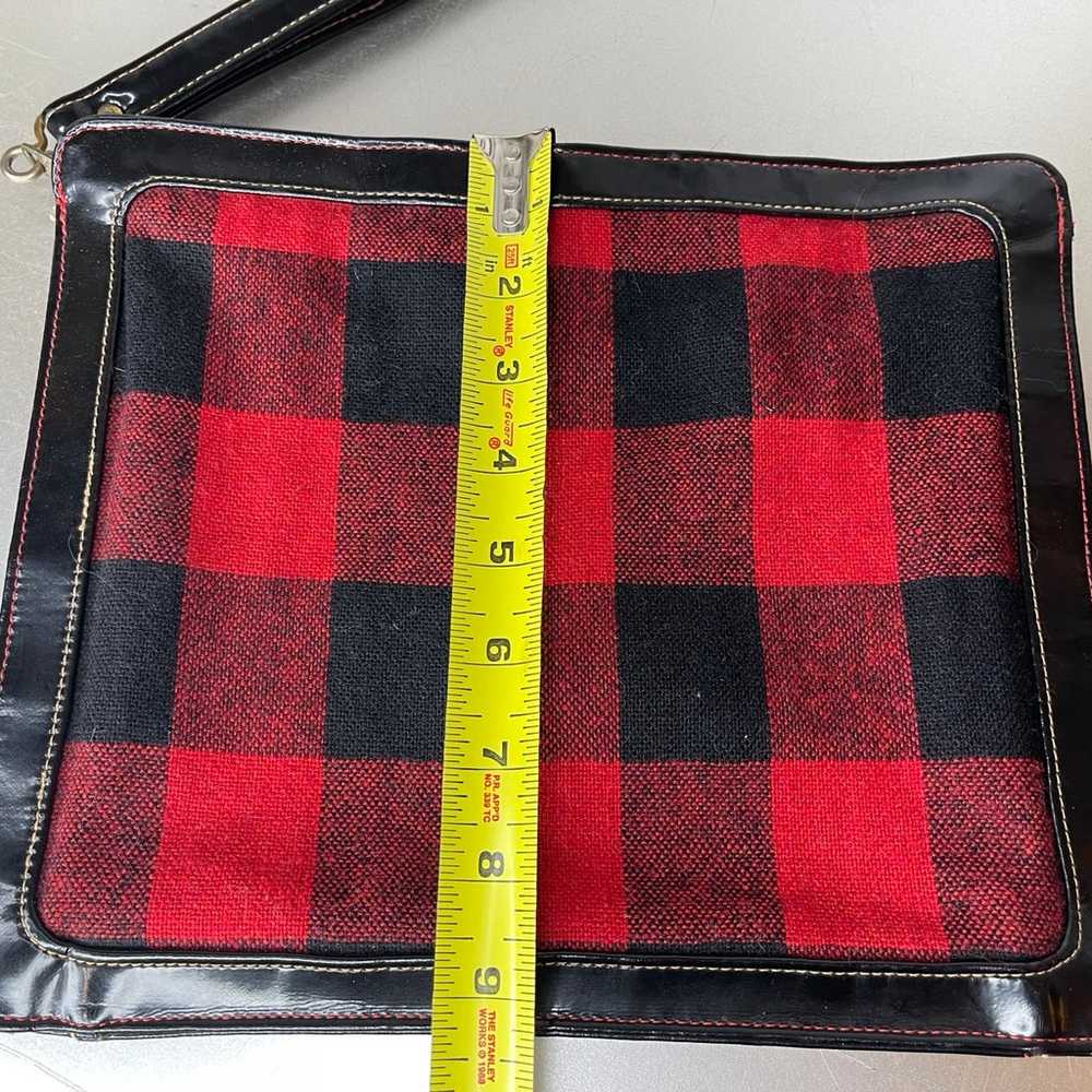 Vintage Red Black Wool Plaid Tartan Wristlet Bag … - image 6