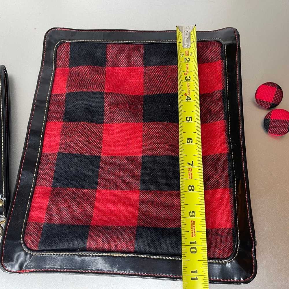 Vintage Red Black Wool Plaid Tartan Wristlet Bag … - image 7