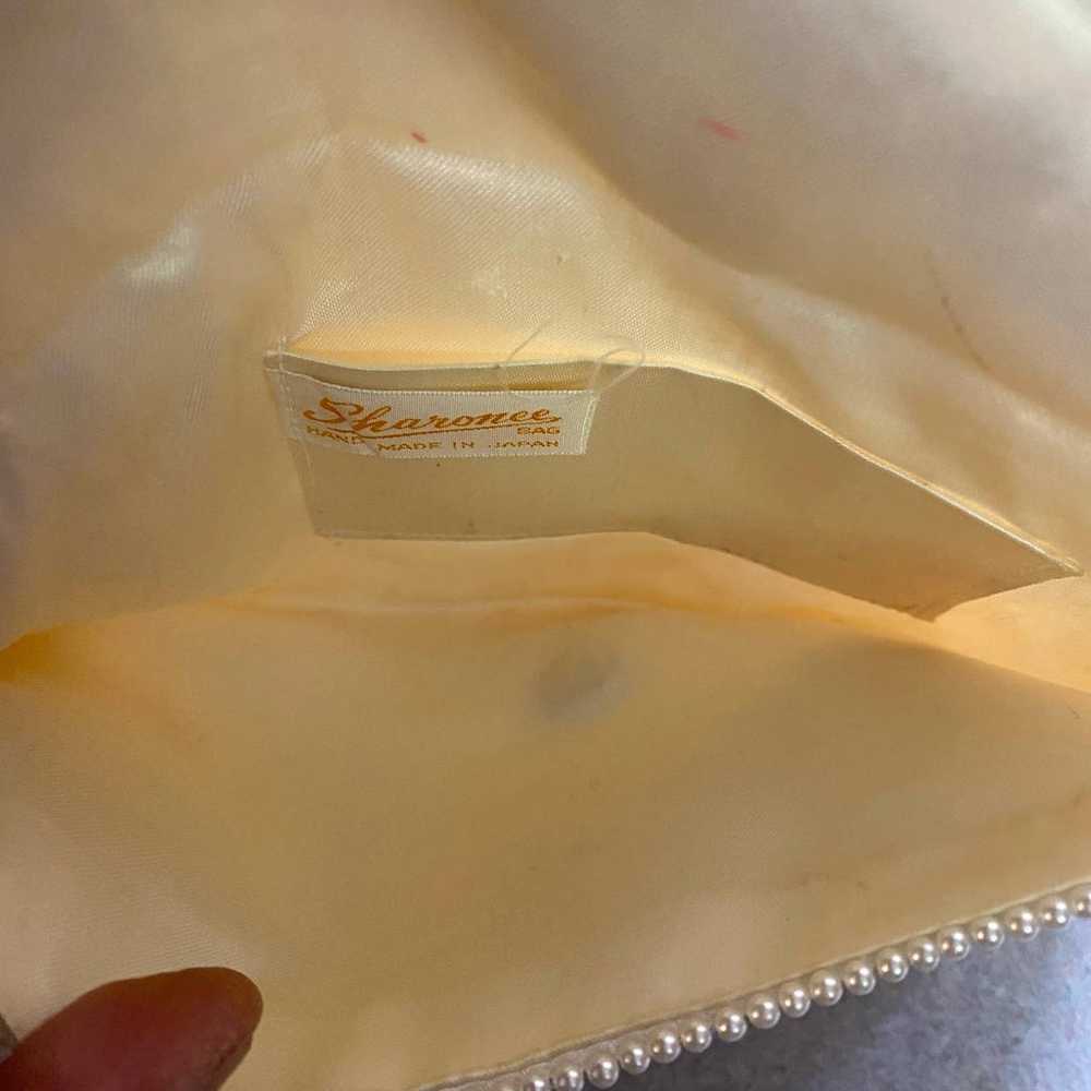 Vintage Sharonee Bag Cream Satiny Sequin Pearl Be… - image 6