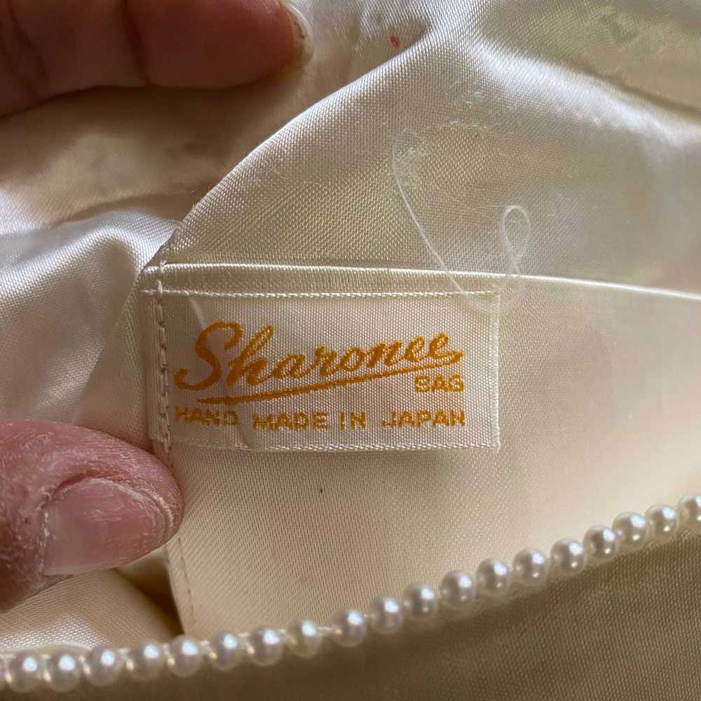 Vintage Sharonee Bag Cream Satiny Sequin Pearl Be… - image 7