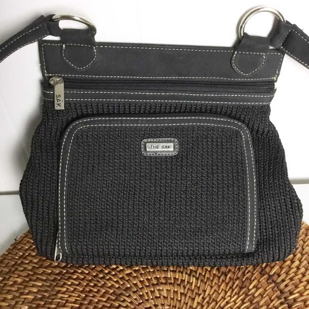 Vintage Y2K The Sak Black Purse Bag Shoulder Knit… - image 2