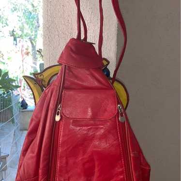 Red vintage leather sling purse / bag - image 1