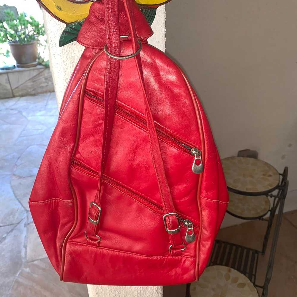 Red vintage leather sling purse / bag - image 4