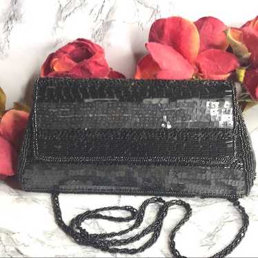 Ladies Purse Black Satin Evening Bag Clutch Satchel Small Handbag - Ruby  Lane