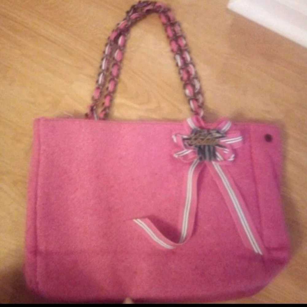 Goldie Vtg hot pink wool purse - image 1