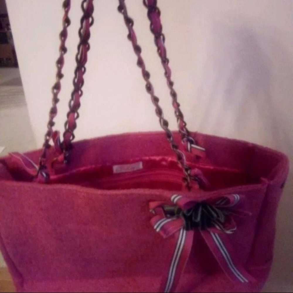 Goldie Vtg hot pink wool purse - image 4