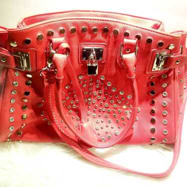 Beautiful Leather, rhinestones red purse - image 1