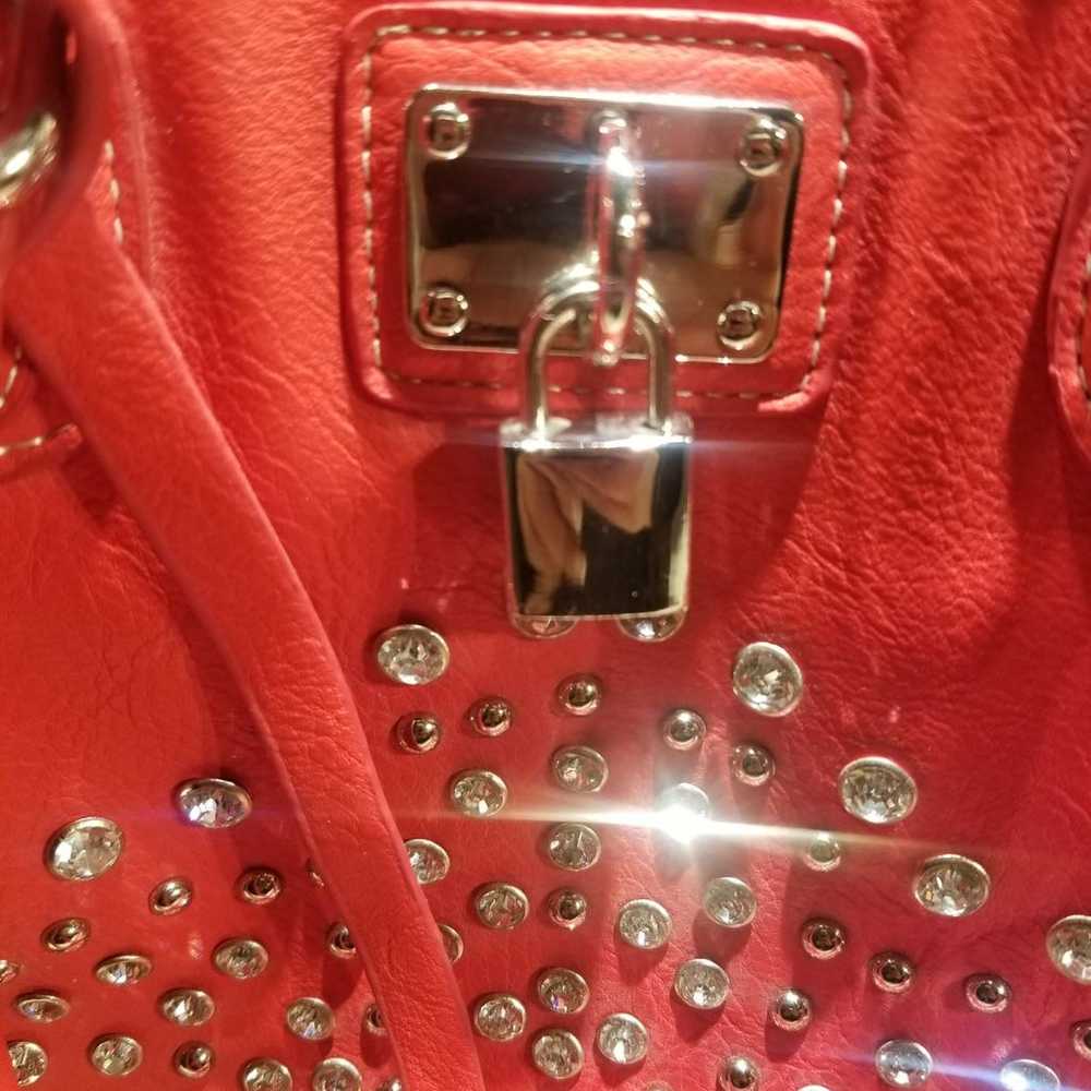 Beautiful Leather, rhinestones red purse - image 2