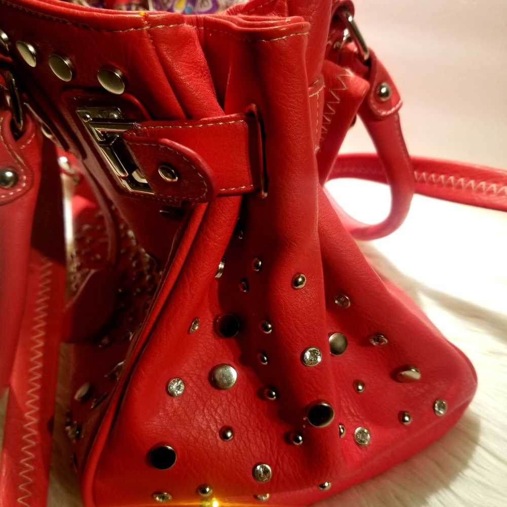 Beautiful Leather, rhinestones red purse - image 5