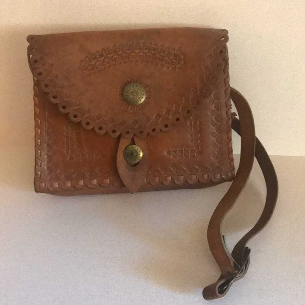 Vintage Leather Tooled Handbag - image 1
