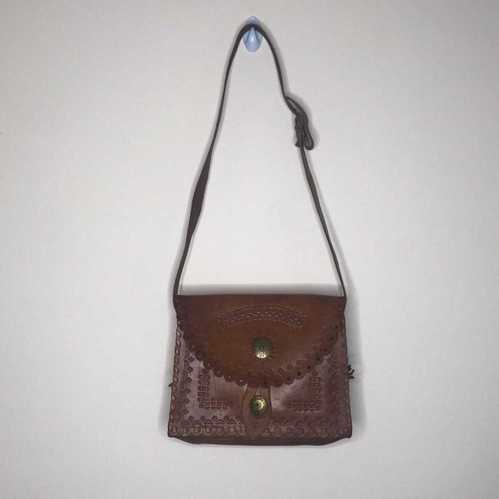 Vintage Leather Tooled Handbag - image 2