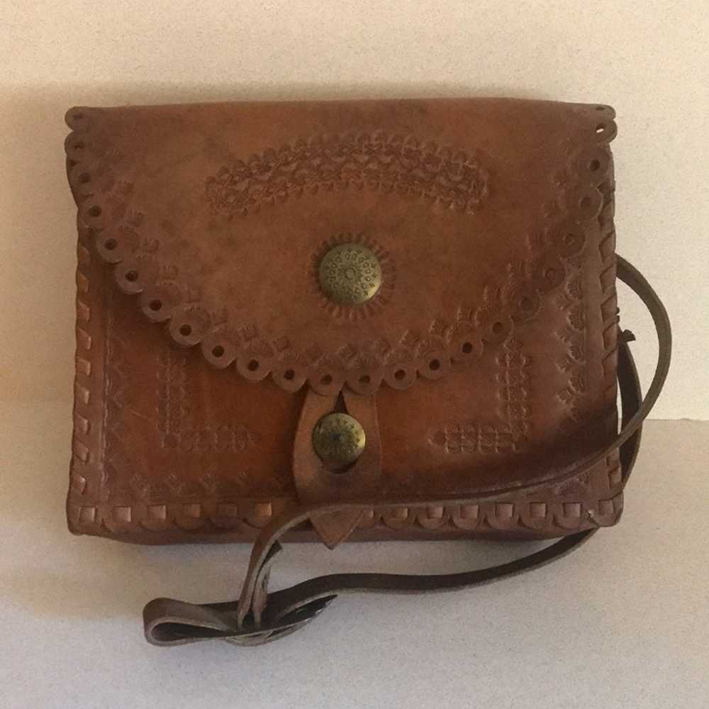Vintage Leather Tooled Handbag - image 4