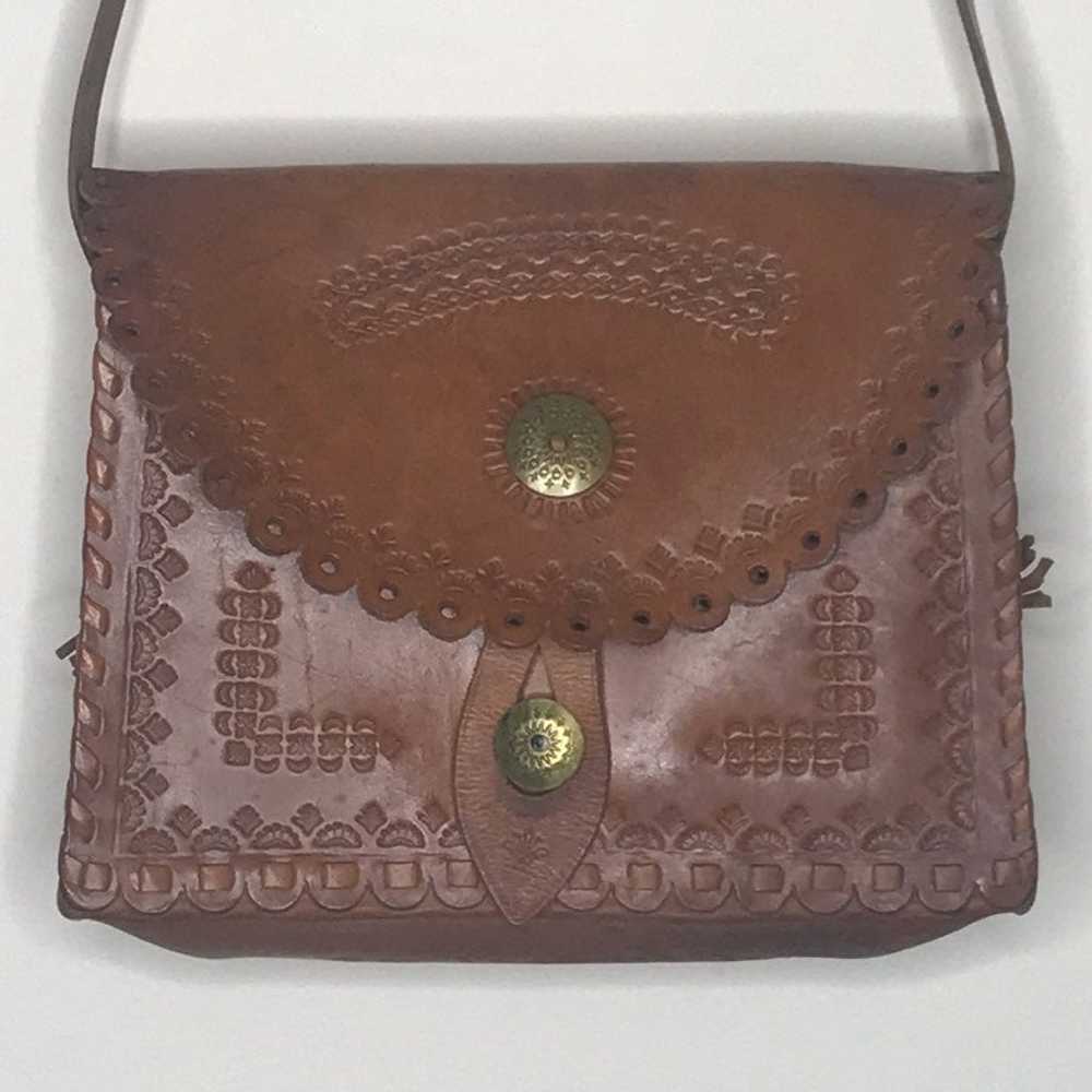 Vintage Leather Tooled Handbag - image 5